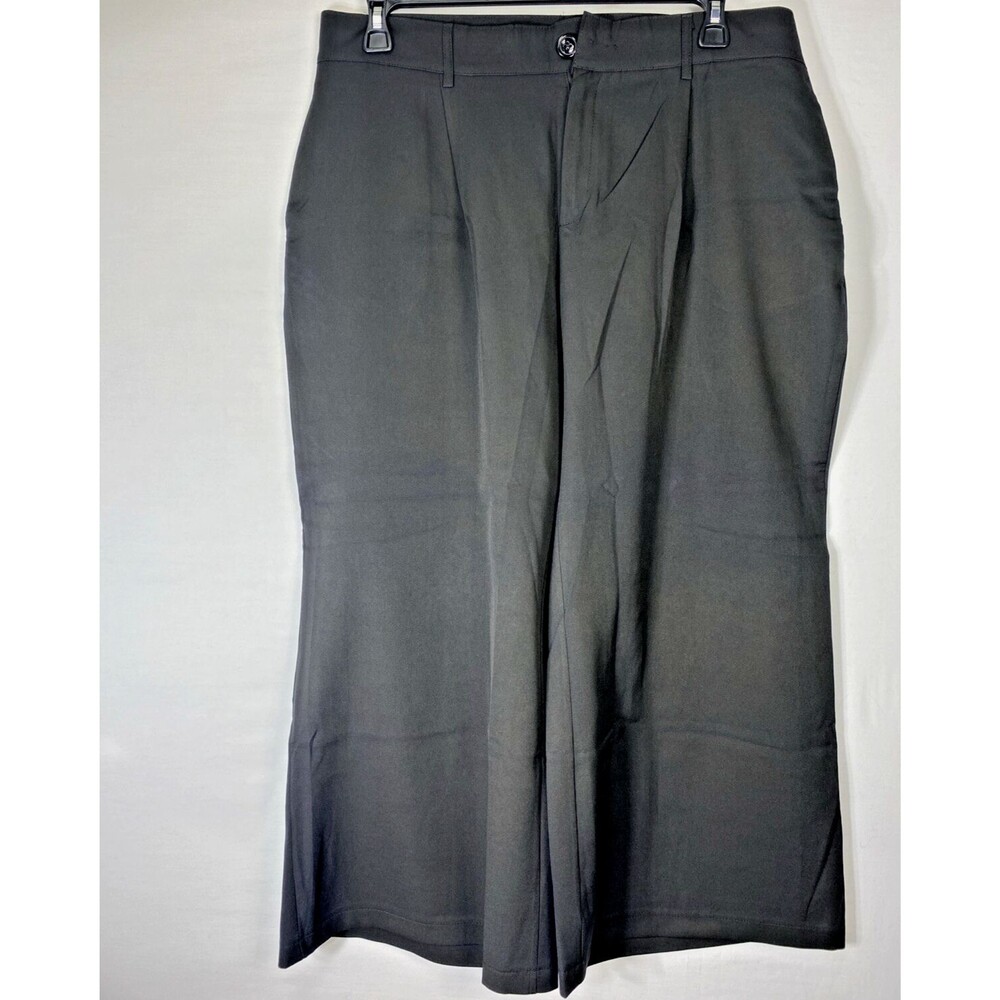 In'Voland Womens Pants Size 16W Wide Leg Black Hook Closure NWT